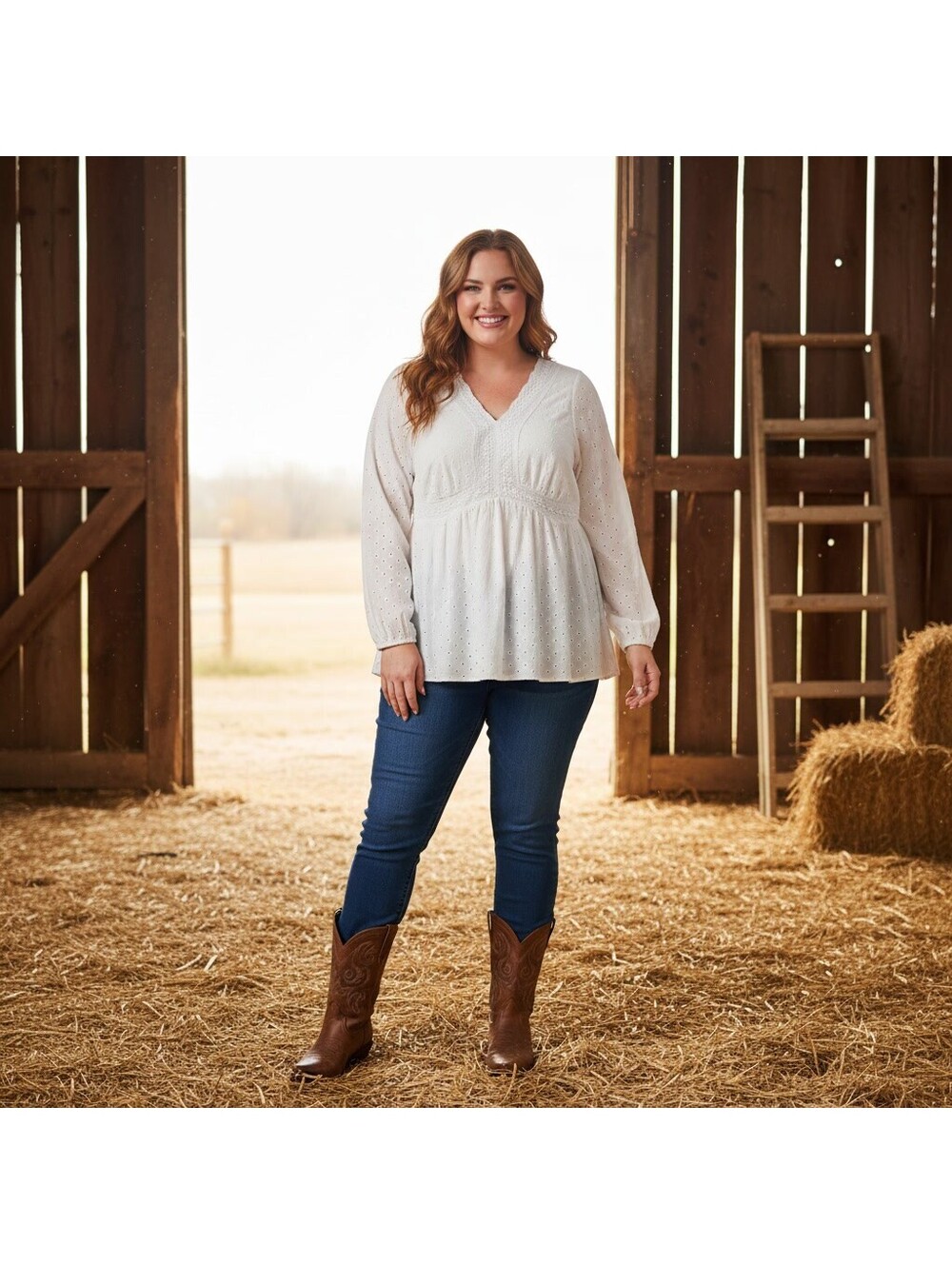 1887 - Torrid Ivory Rayon Eyelet Blouse with Lace Detail Size 2